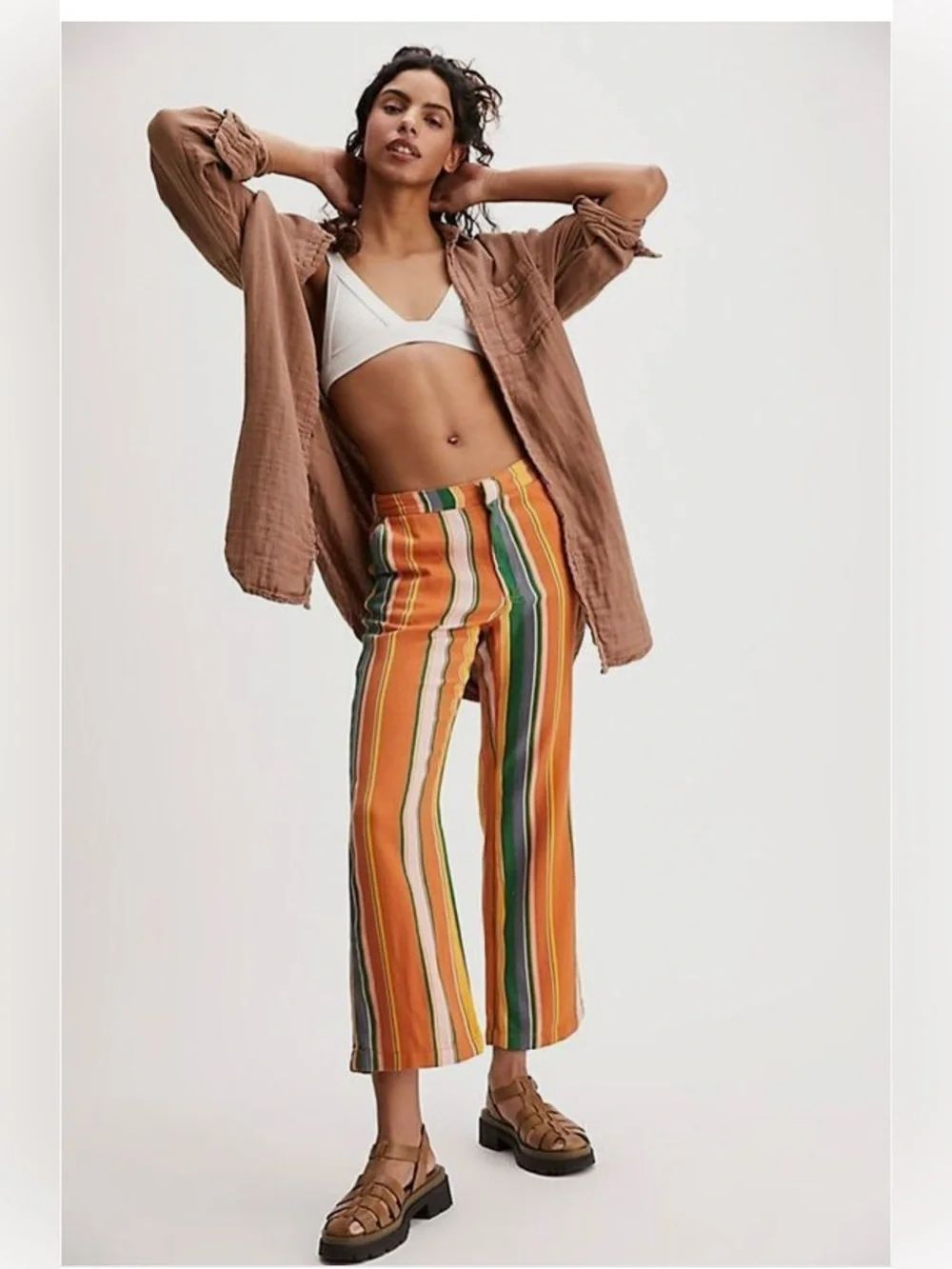 FREE PEOPLE Multicolor Stripe Pull-On Pants